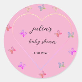 Adesivo Chuva de bebê menina borboleta coração rosa