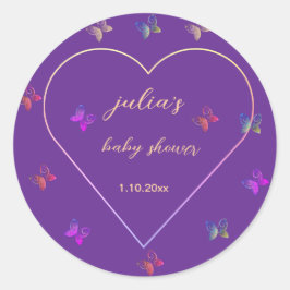 Adesivo Chuva de bebê menina Borboleta Coração Rosa