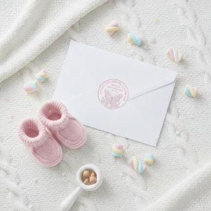 Adesivo Chuva de Bebê Menina Borboleta Doce Morango Rosa