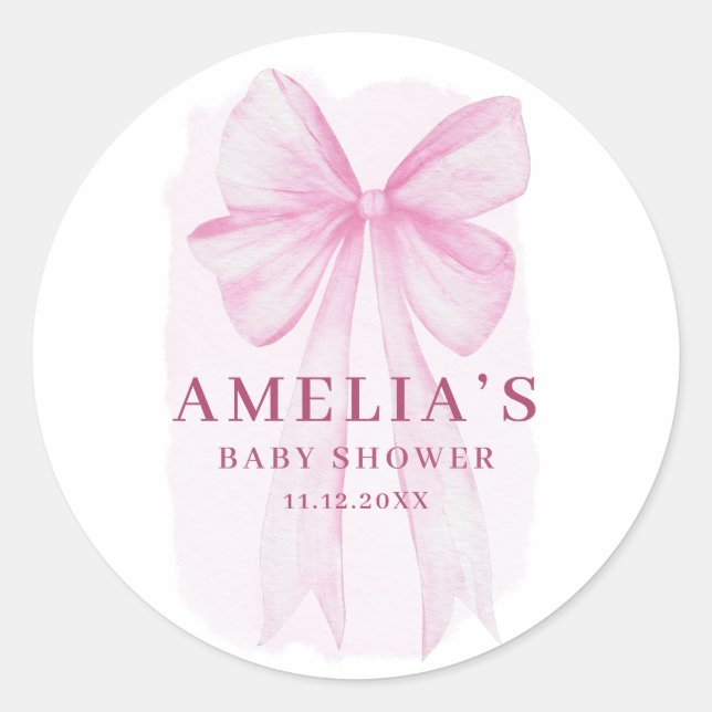 Adesivo Chuva de Bebê Menina com Laço Rosa (Frente)
