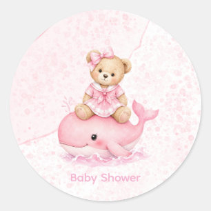 Adesivo Chuva de Bebê Menina com Ursinho Teddy Rosa em Bal