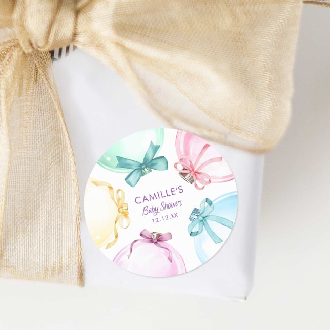 Adesivo Chuva de Bebê Menina Inverno Feriado (Elegant Winter Christmas Baby Shower Sticker)