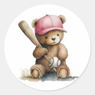 Adesivo Chuva de Bebê Menina Urso de Pelúcia Beisebol Boné