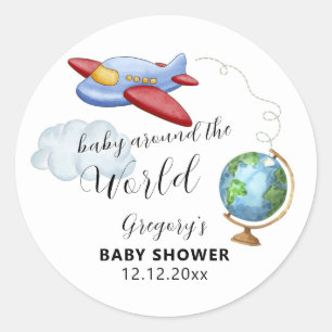 Adesivo Chuva de Bebê Menino Avião Mapa Mundo