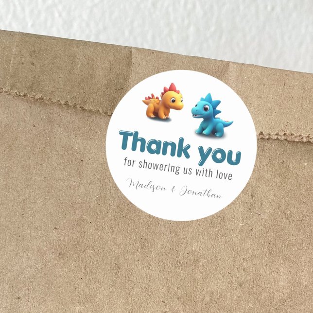 Adesivo chuva de bebê menino dinossauro 3d agradecimento  (Criador carregado)