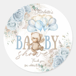 Adesivo Chuva de Bebê Menino Urso de Pelúcia Boho Azul Flo