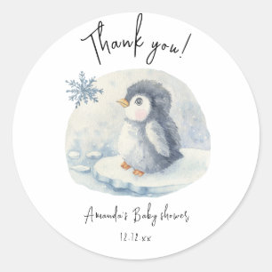 Adesivo Chuva de bebê pinguim fofo do Ártico obrigado