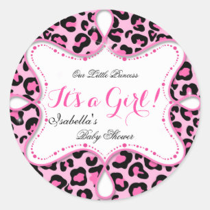 Adesivo Chuva de Bebê Princesa Menina Rosa Leopardo