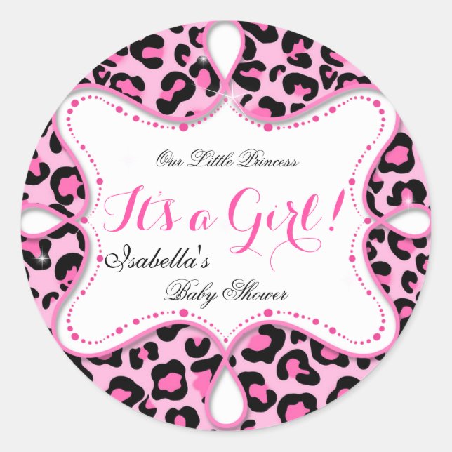Adesivo Chuva de Bebê Princesa Menina Rosa Leopardo (Frente)