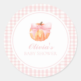 Adesivo Chuva de bebê Pumpkin Pink com laço e xadrezinho