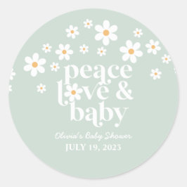 Adesivo Chuva de Bebê Retro Daisy boho Paz Amor