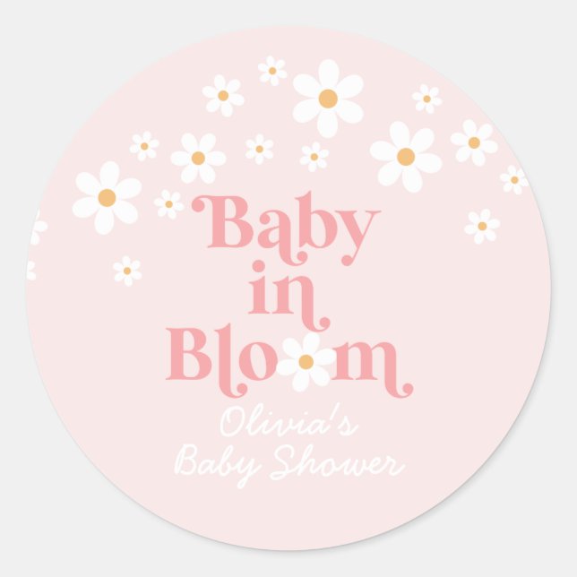 Adesivo Chuva de Bebê Retro Daisy Rosa (Frente)