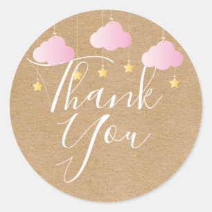 Adesivo Chuva de bebê Rustic kraft twinkle twinkle obrigad