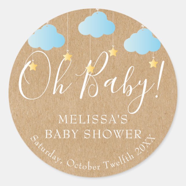 Adesivo Chuva de Bebê Rustic Kraft Twinkle Twinkle Oh Baby (Frente)