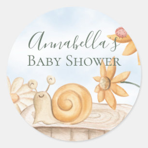 Adesivo Chuva de Bebê Tema Jardim de Caracol Fofo e Joanin