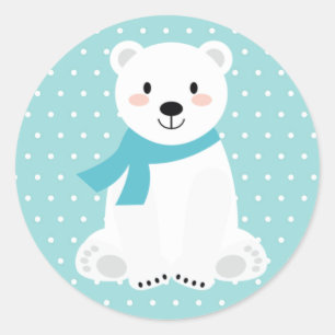 Adesivo Chuva de Bebê Urso Polar Fofo Azul Turquesa