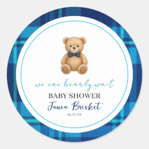 Adesivo Chuva de Bebê Urso Teddy Xadrez Azul Clássico Prep