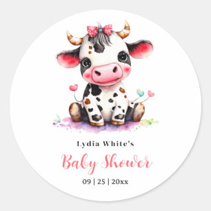 Adesivo Chuva De Bebê Vaca Minimalista Rosa Menina baby sh