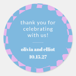 Adesivo Chuva de Casais Personalizada Xadrez Roxo Retrô