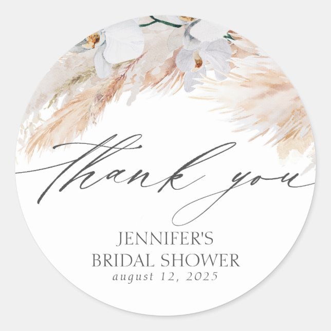 Adesivo Chuva de Casamento com Grama das Pampas Obrigado (Frente)