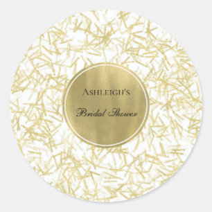 Adesivo Chuva de Confete Glam Dourado Branco para Chá de N
