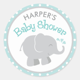 Adesivo Chuva de Elefante Cinza com Bolinhas Aqua