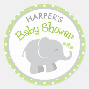 Adesivo Chuva de Elefante Cinza com Bolinhas Verdes