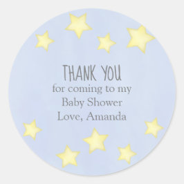 Adesivo Chuva de Estrelas Amarelas Obrigado Simples Chá de