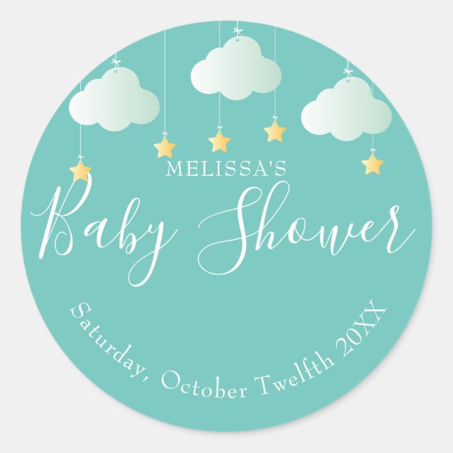 Adesivo Chuva de estrelas baby shower (Frente)
