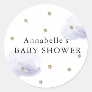Adesivo Chuva de Estrelas Douradas e Nuvens de Lavanda Bab