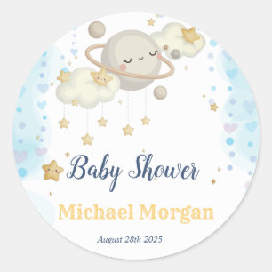 Adesivo Chuva de Estrelas Planeta Nuvens Azul Baby Shower