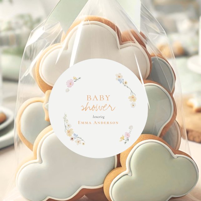 Adesivo Chuva de flores Botânico Boho Script baby shower  (Criador carregado)