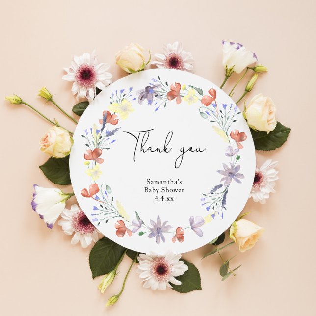 Adesivo Chuva de flores de agradecimento para baby shower (Criador carregado)