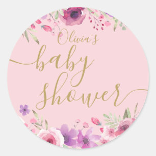 Adesivo Chuva de Flores de Campo Rosa Baby Shower