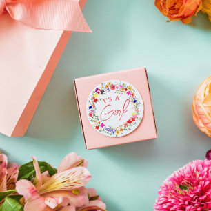 Adesivo Chuva de flores silvestres brilho boho baby shower