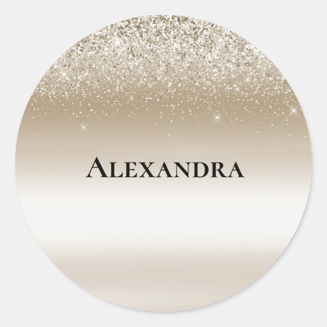 Adesivo Chuva de Glitter Dourado Creme para Noiva (Frente)