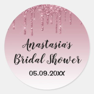 Adesivo Chuva de Glitter Rosa Dourado em Glamour para Chá