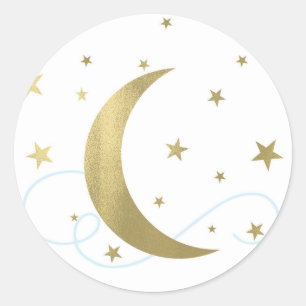 Adesivo Chuva de Ideias Azul Claro e Dourado Lua Estrelas 