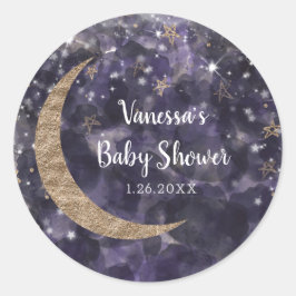 Adesivo Chuva de Ideias Roxo Dourado Lua Estrelas Baby Sho