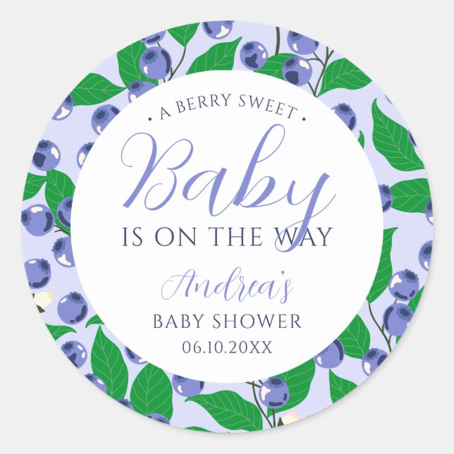 Adesivo Chuva de Mirtilo Azul Baby Shower (Frente)