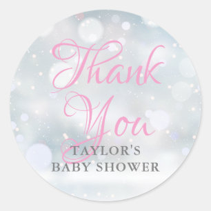 Adesivo Chuva de Neve baby shower Obrigado
