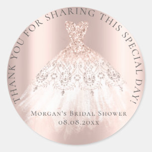 Adesivo Chuva de Noiva 16º Obrigado Brilho Rosa