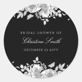 Adesivo Chuva de Noiva Arte de Linha Floral Preta