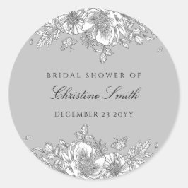 Adesivo Chuva de Noiva Arte Floral Cinza em Linha