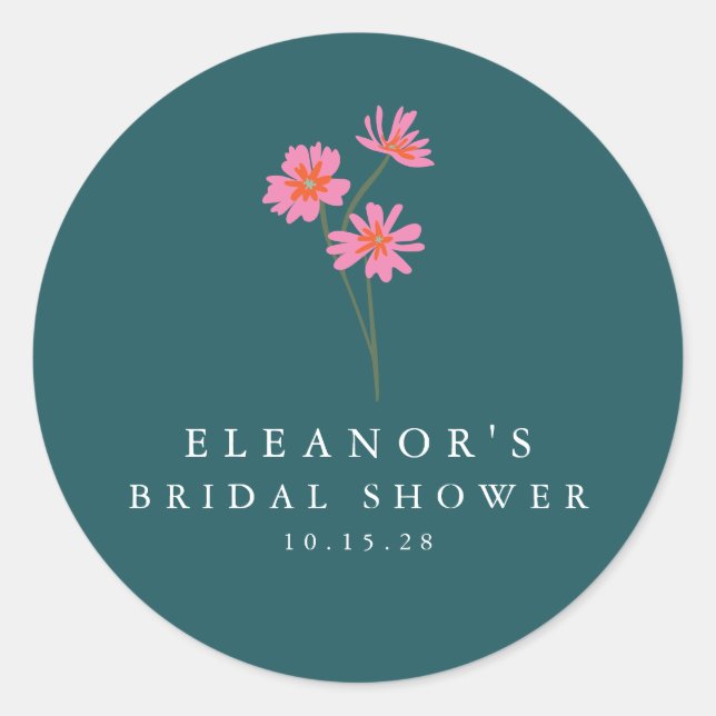 Adesivo Chuva de Noiva Boho Personalizada Flores Verde Tur (Frente)