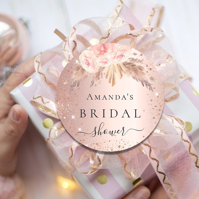 Adesivo Chuva de noiva capim-dos-pampas dourado rosa flora (Criador carregado)