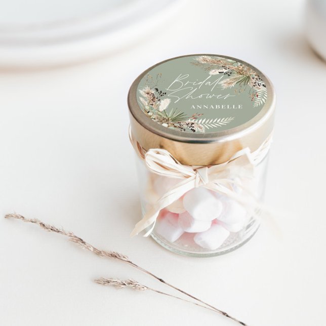 Adesivo Chuva de noiva capim-pampas moderno verde elegante (Criador carregado)