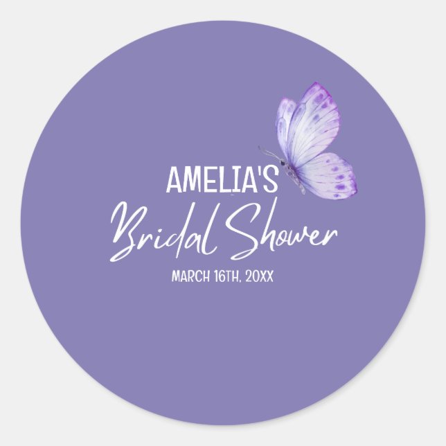 Adesivo Chuva de noiva com borboleta roxa em aquarela (Frente)