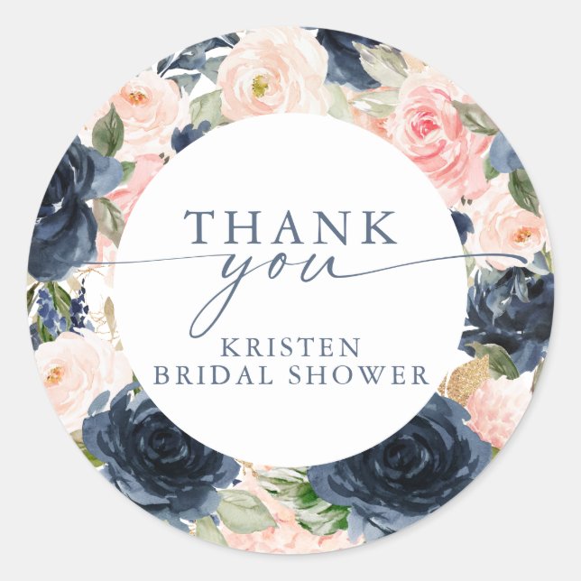 Adesivo Chuva de Noiva com Bordadura Floral Rosa e Azul Ma (Frente)