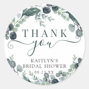 Adesivo Chuva de Noiva com Eucalipto em Aquarela Obrigada